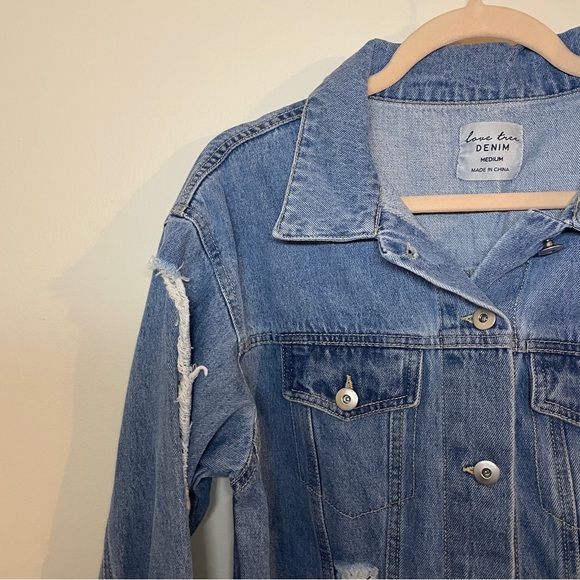🔥 Love Tree Denim | Light Wash Distressed Denim Jacket Medium - Picture 2 of 5